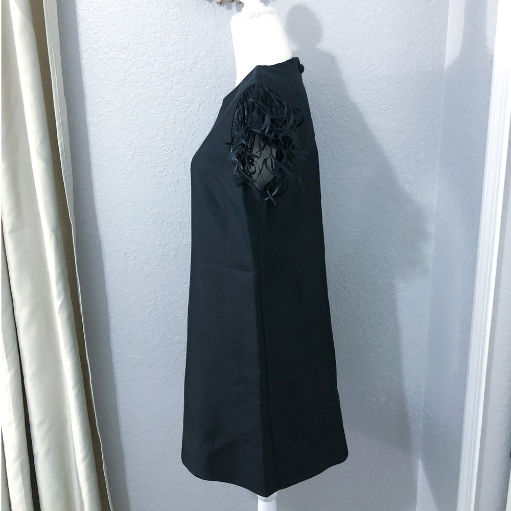 Kate Spade Black Mini Dress with Fringe Sleeves - Picture 6 of 11